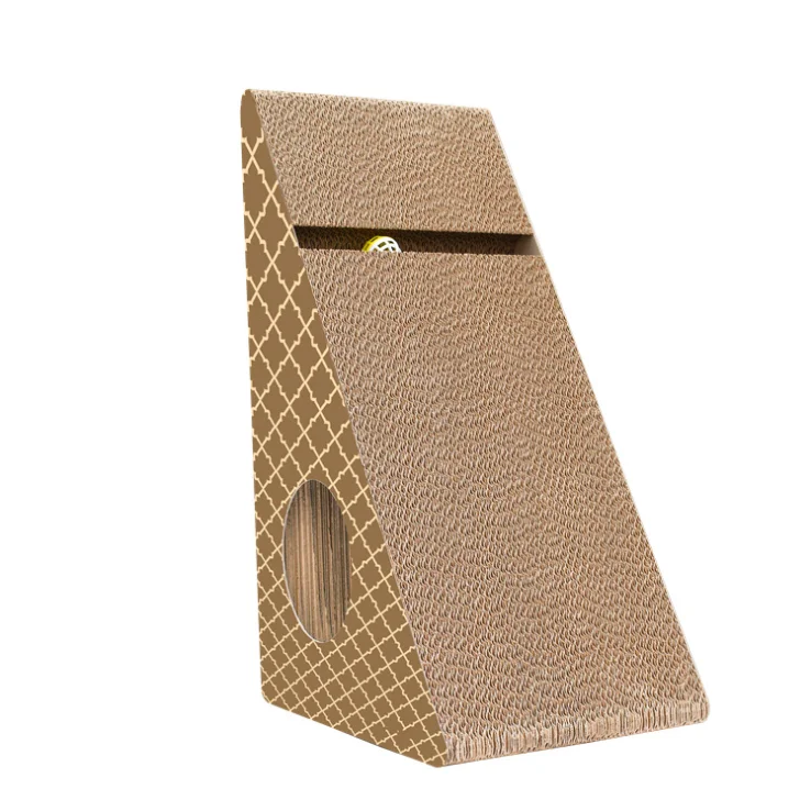 High quality corrugated cat scratcher house wall against cat toys
