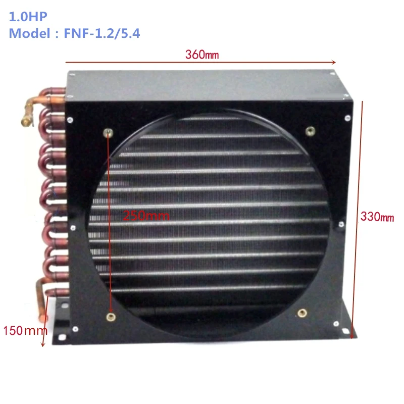 1.0HP copper tube heat exchanger finned refrigeration unit mini condenser and evaporator coil
