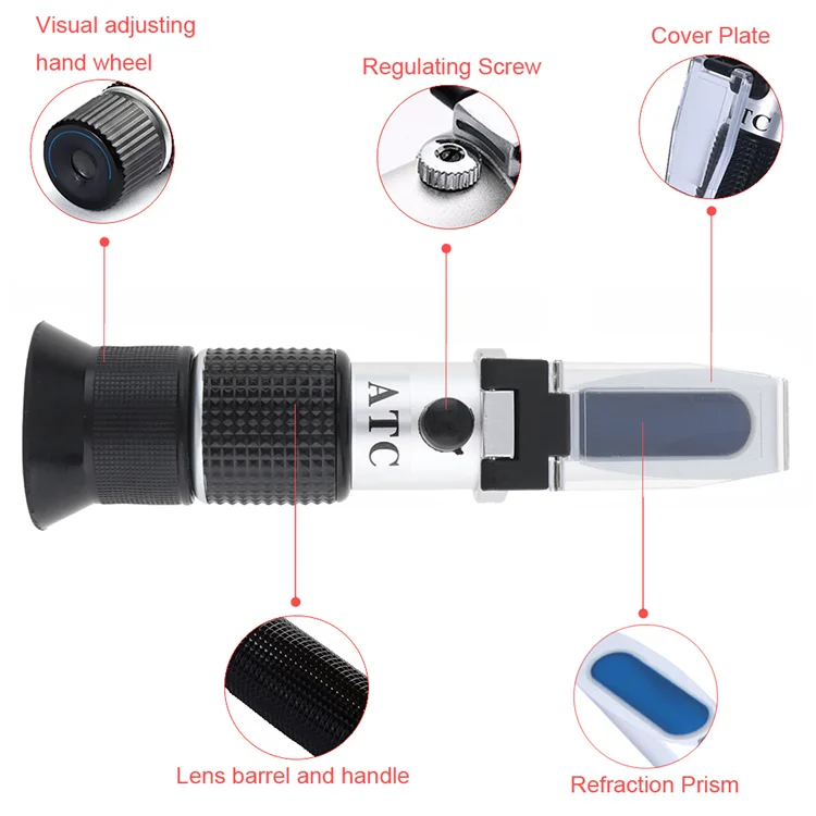 Beer Wort Wine Refractometer Brix Brewing Dual Scale - Specific Gravity 1.000-1.120 and 0-32%