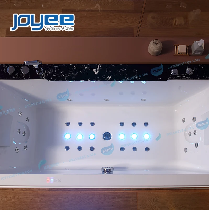 JOYEE wholesale cheap factory price bathtub supplier wood bathtub spa indoor whirlpool bath 2 person with TV