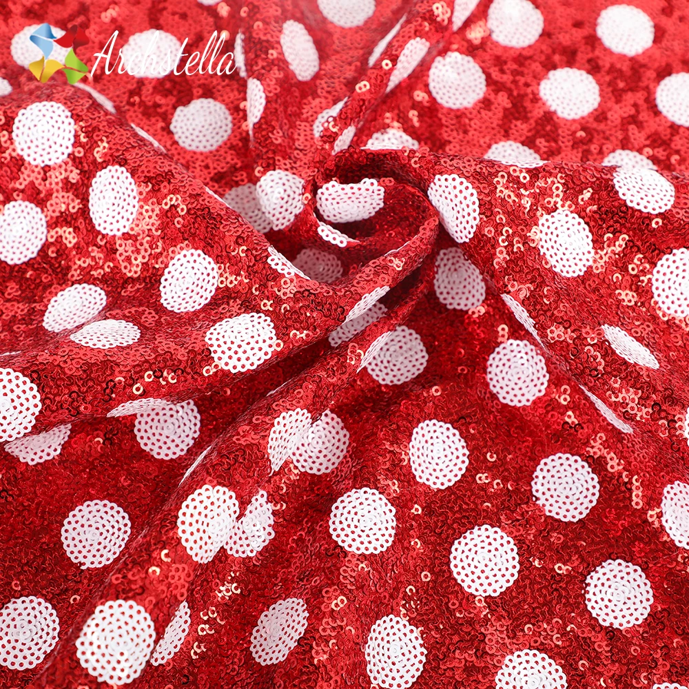 ARCHSTELLA Cheap Price nylon Sequin Embroidery Lace 3mm Glitter Dot Pattern Fabric Girls Evening Party Sequin Dress Fabric