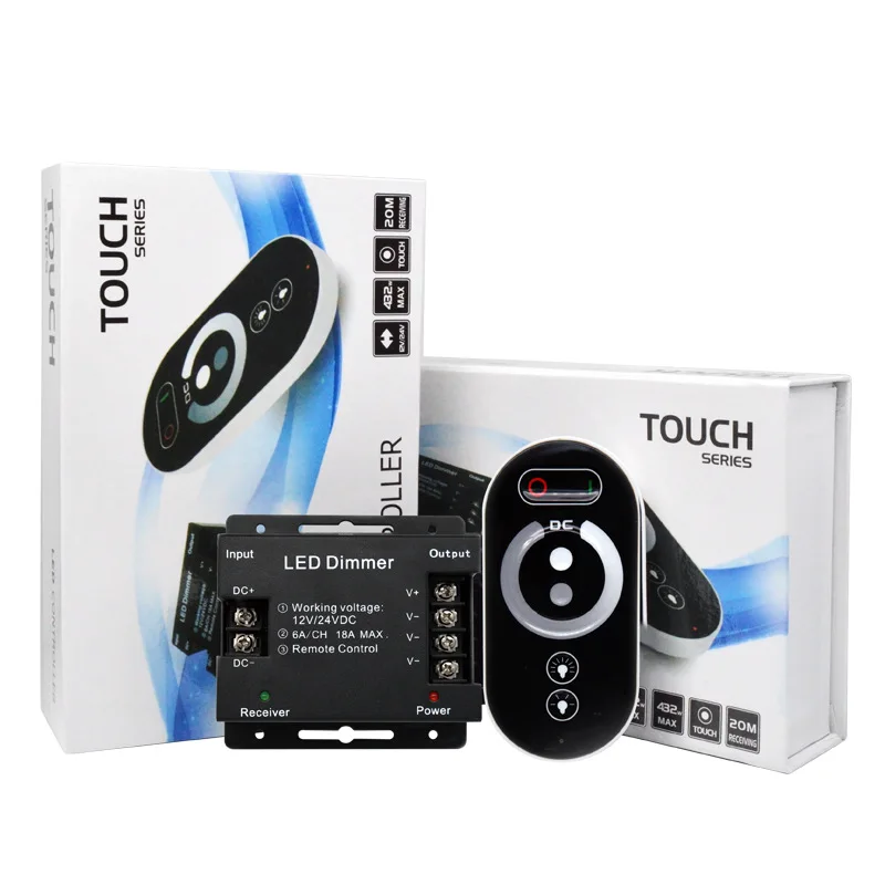 RGB RGBW LED Sync Controller Dimmer DC12V 24V 8A/CH 16 Modes Wireless Touch RF Remote Controller for RGB RGBW LED Strip Lights