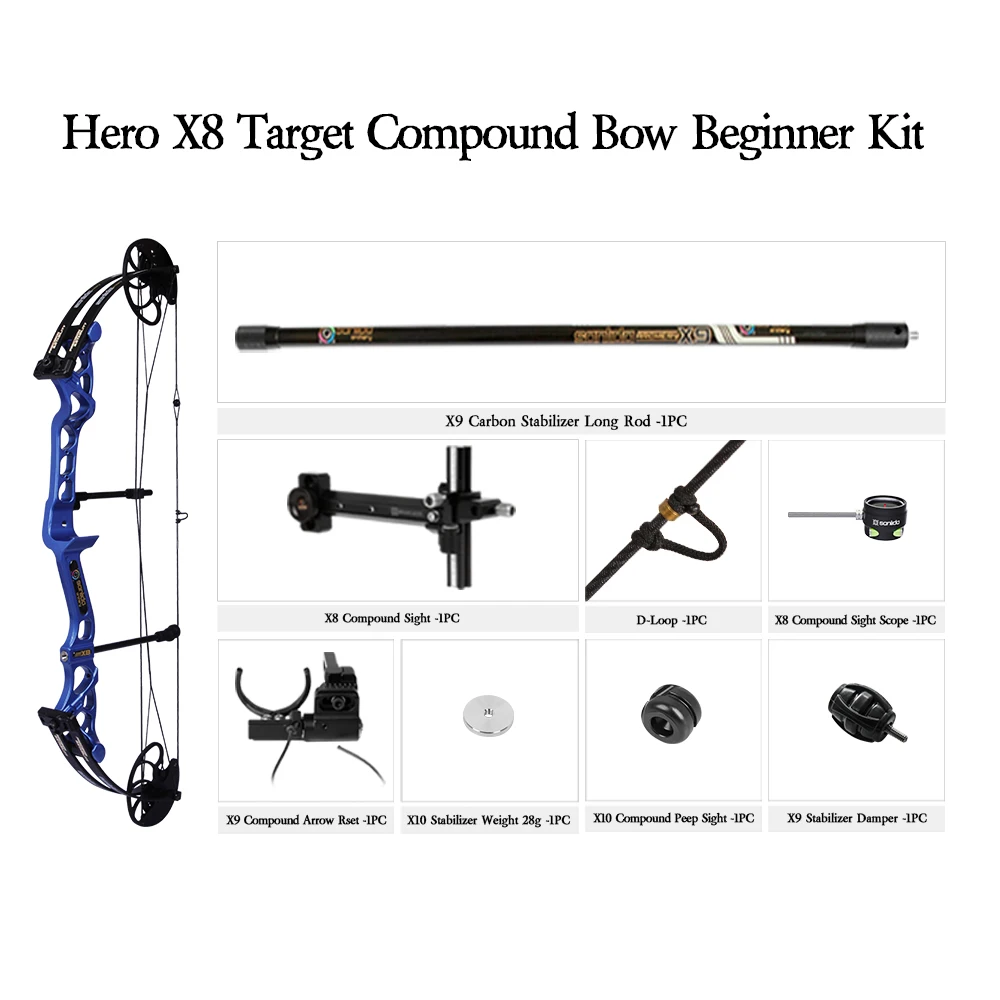 Sanlida Archery  Hero X8 Target Compound Bow and Arrow Beginner Kit for Kids and Youth 7-35lbs Draw Weight