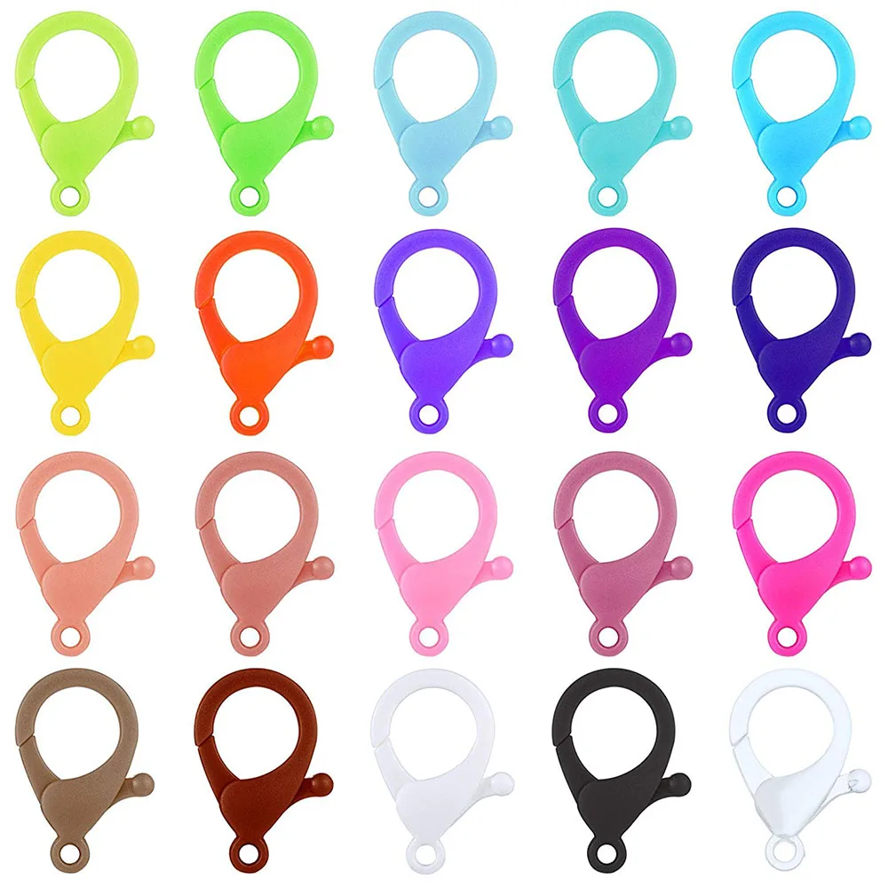 Multicolor Hard Plastic Clips Plastic Lobster Claw Clasps Snap Hooks Lanyard Hooks Fasteners Keychain Key Ring Toy Chain Clasp