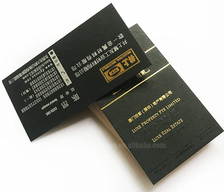 Custom black card paper cards with gold edge printing black business cards embossed