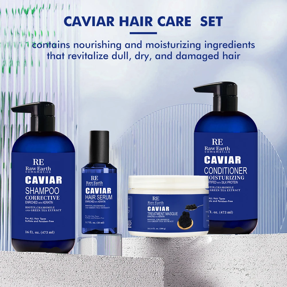 private label OEM customize shea keratin bio caviar sulfate free shampoo and conditioner wholesale moisture hair products