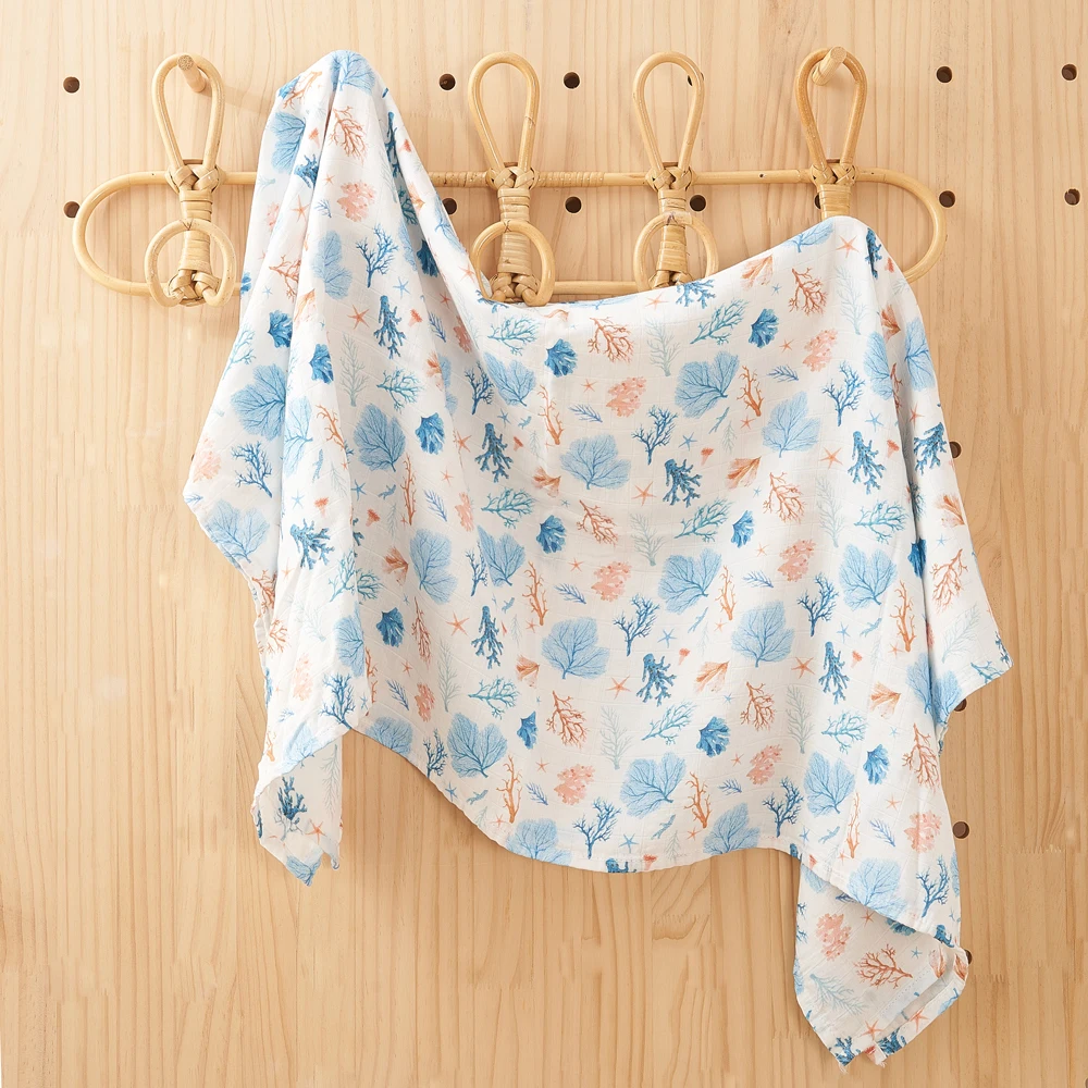 Newborn wraps 70 %bamboo+30% cotton digital printing comfort Baby Muslin Swaddle Blankets