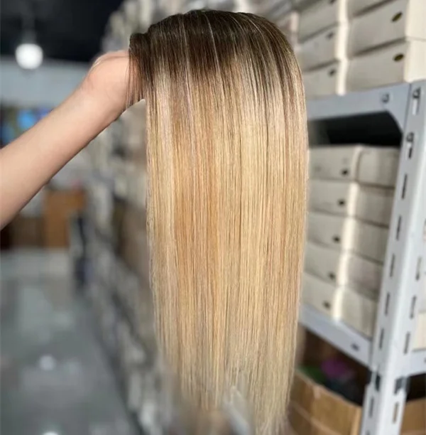 Женский парик для волос B2 # ombre длинных Блонд с мононической основой европейские волосы без повреждений класс 12 А плотность 150