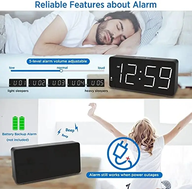 Wholesale price modern decorative custom wooden table digital kids smart led light alarm clock