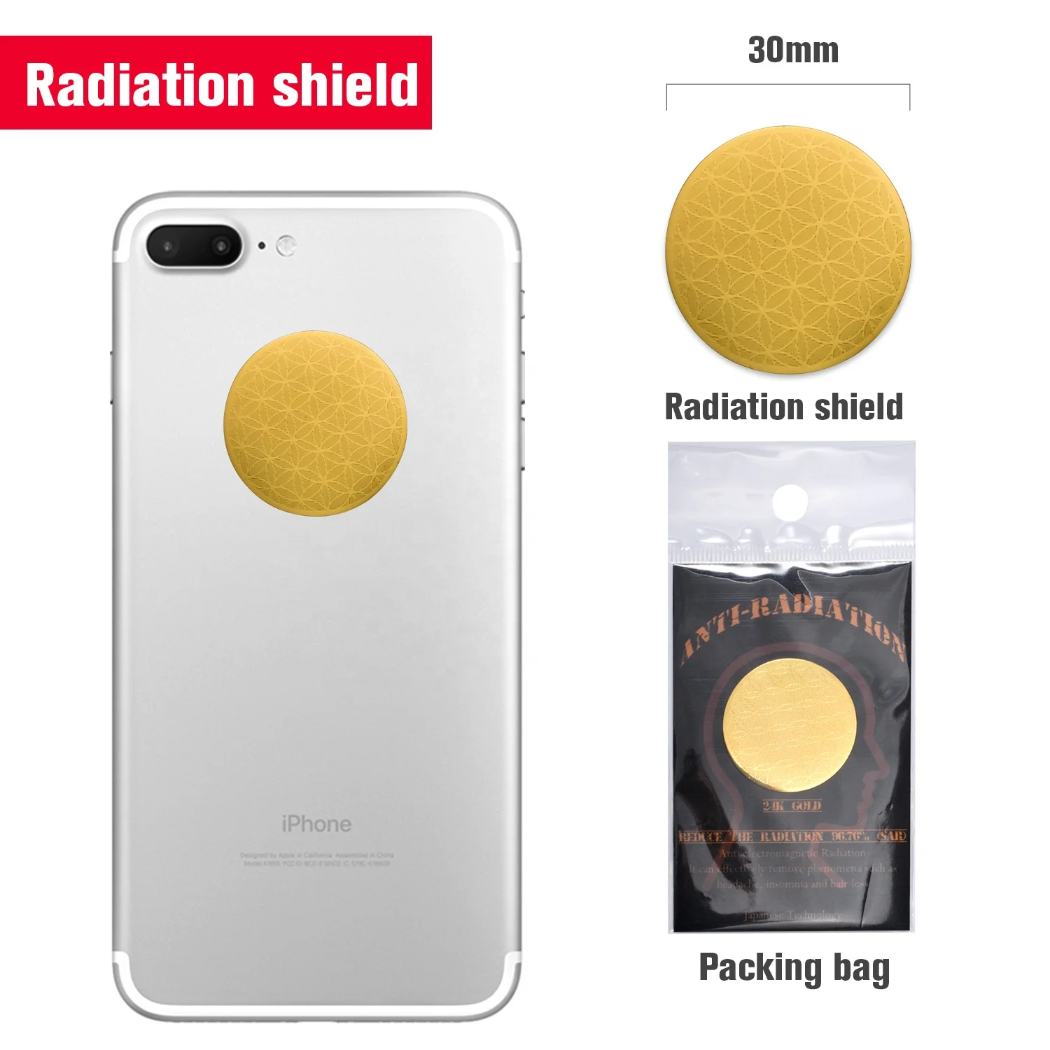  Высококачественный круглый золотой мобильный анти-излучение Shiled против 5G EMF