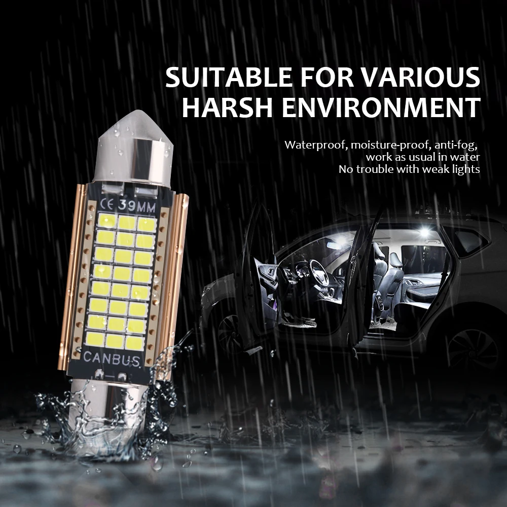 HAIZG the latest t10 led light 4014 led canbus 100% waterproof festoon light