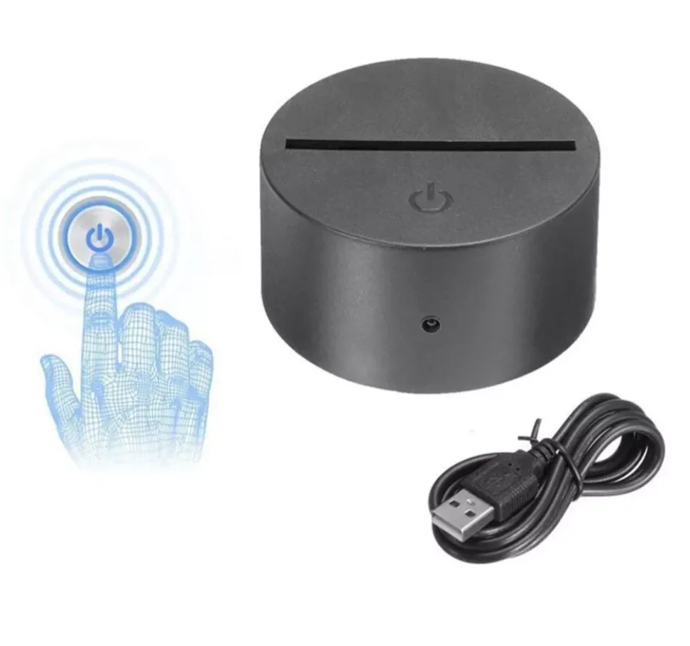 Touch Remote Control Acrylic ABS Crack Led 7/16 colors 3D Gift Table Lamp USB Illusion Customize Logo 3D Night Light Base