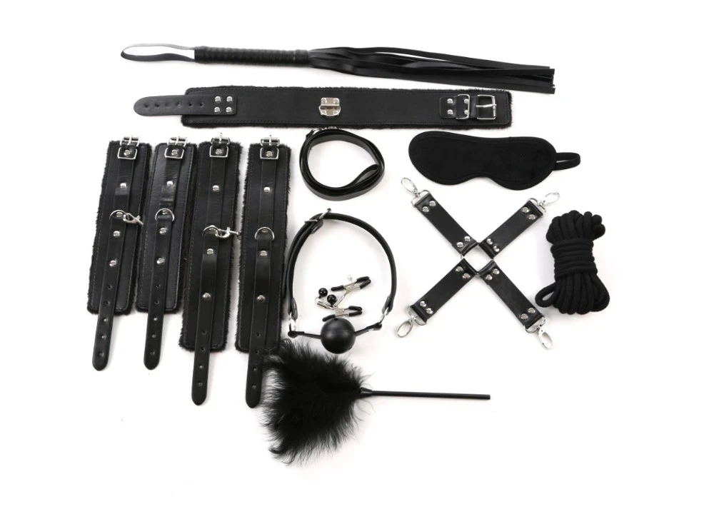 10 Pcs BDSM Slave Bondage Sex Toy PU Leather Hand Cuffs Ankle Cuffs Collar Exotic Roleplay Fetish Restraints for Couples