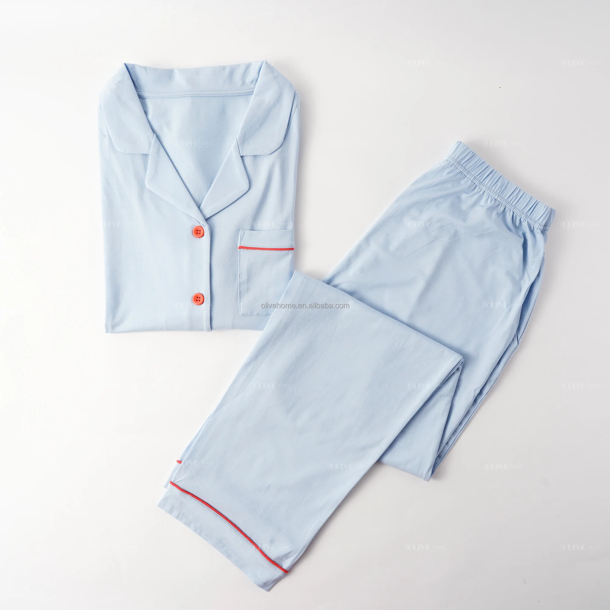 Cotton Modal Men Pajama Set Long Sleeve Solid Lightweight Button Down Pajamas for Men with Pockets S-XXXL