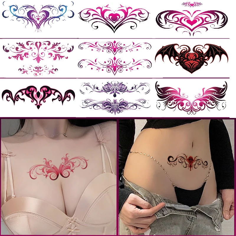 Hadiyah Beauty Body Tattoos Stickers, Cover Scar Female Tattoo, Navel and Neck Temporary Tattoos for Girl and Adult Women