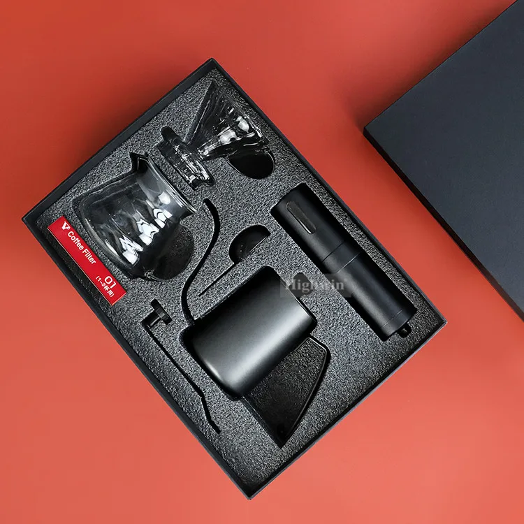 Highwin Travel Premium Gift Box Coffee & Tea Set  Manual Hand Travel Bag Coffee Maker Set Pour Over Coffee Drip Kettle