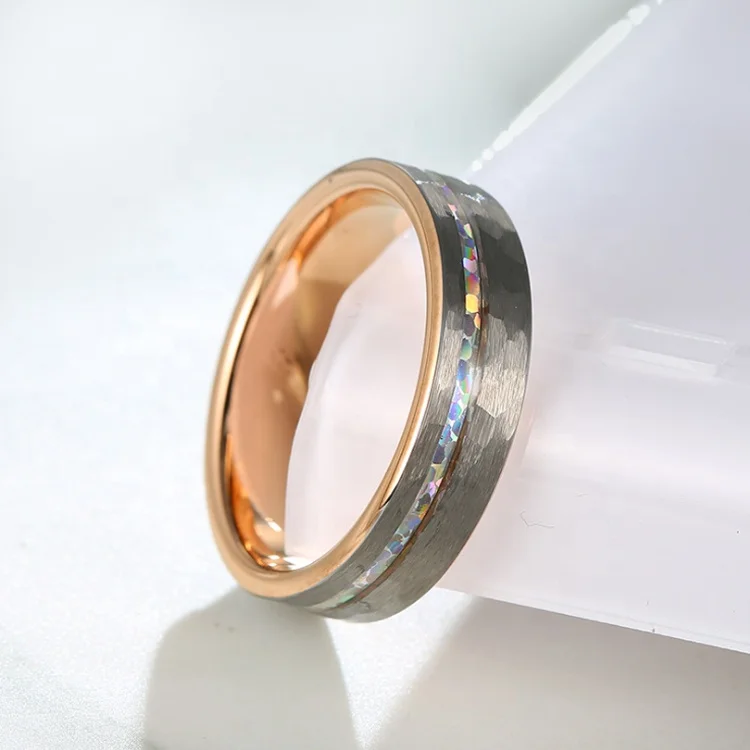 Light Luxury Hammered Anti-Scratch Inlaid Tungsten Ring Men