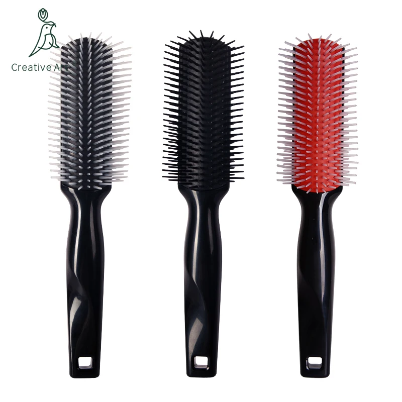 Professional Manufacturer Black & red Detangling Hair Brush Flexible Vent Custom Denman Vent Hollow Hair brush