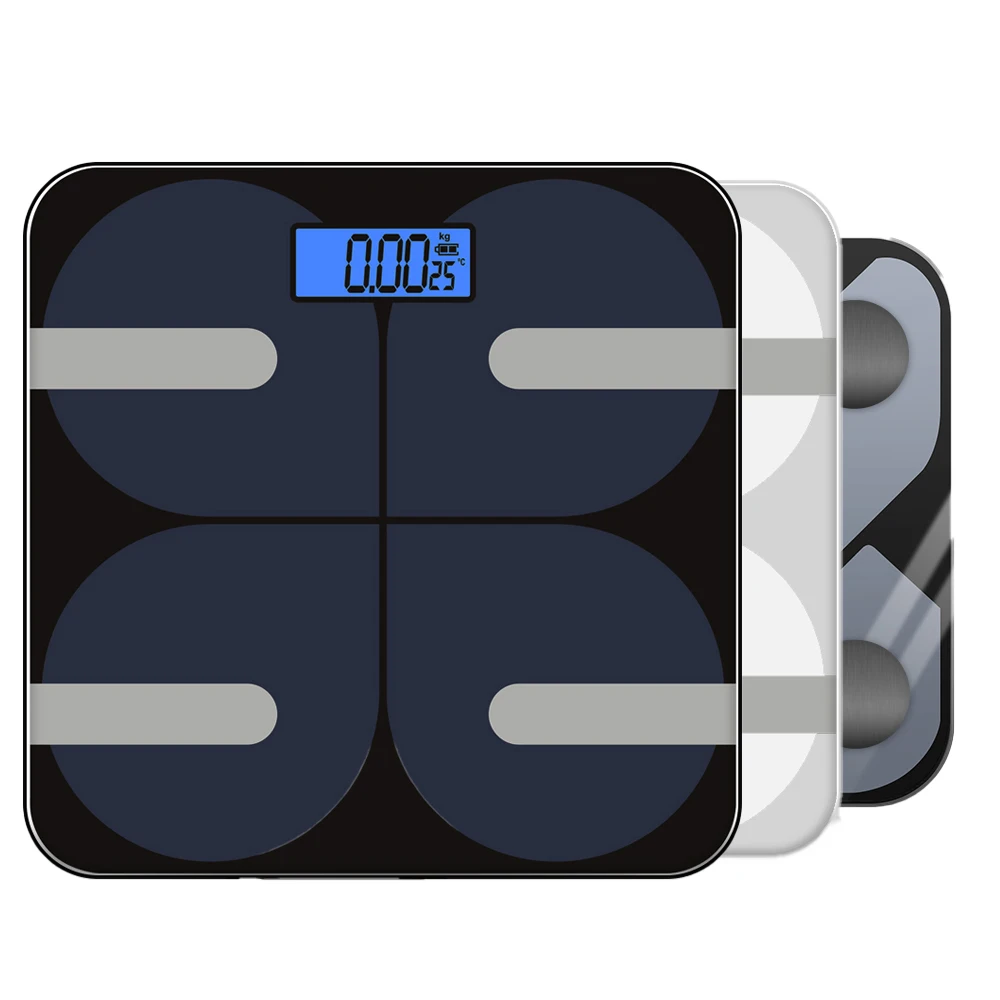 BL-8001 Amazon 28 см 30 Стекло smart анализ тела жира взвешивание весы с приложением