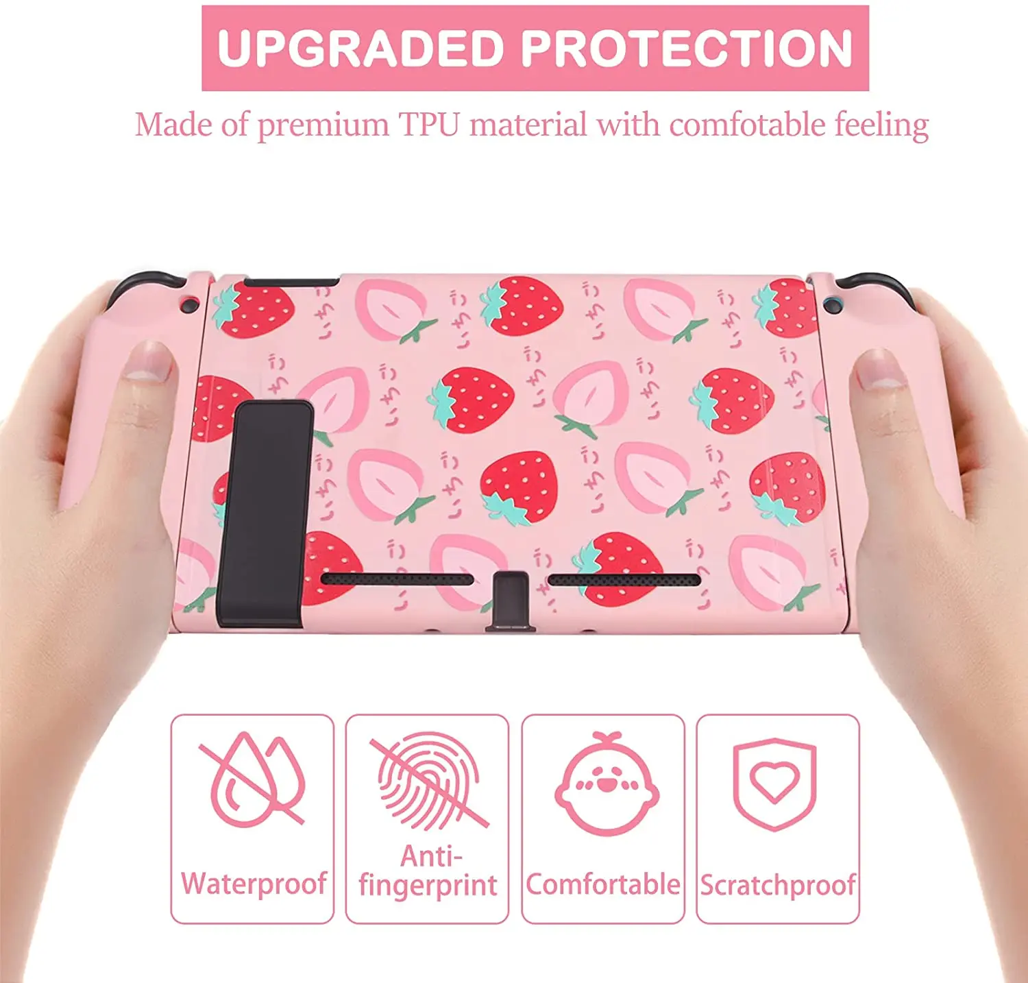 New Pink Cute Strawberry Protector Cases for Nintendo Switch Accessories Soft TPU Shell Cover for Nintend Switch Skin Case