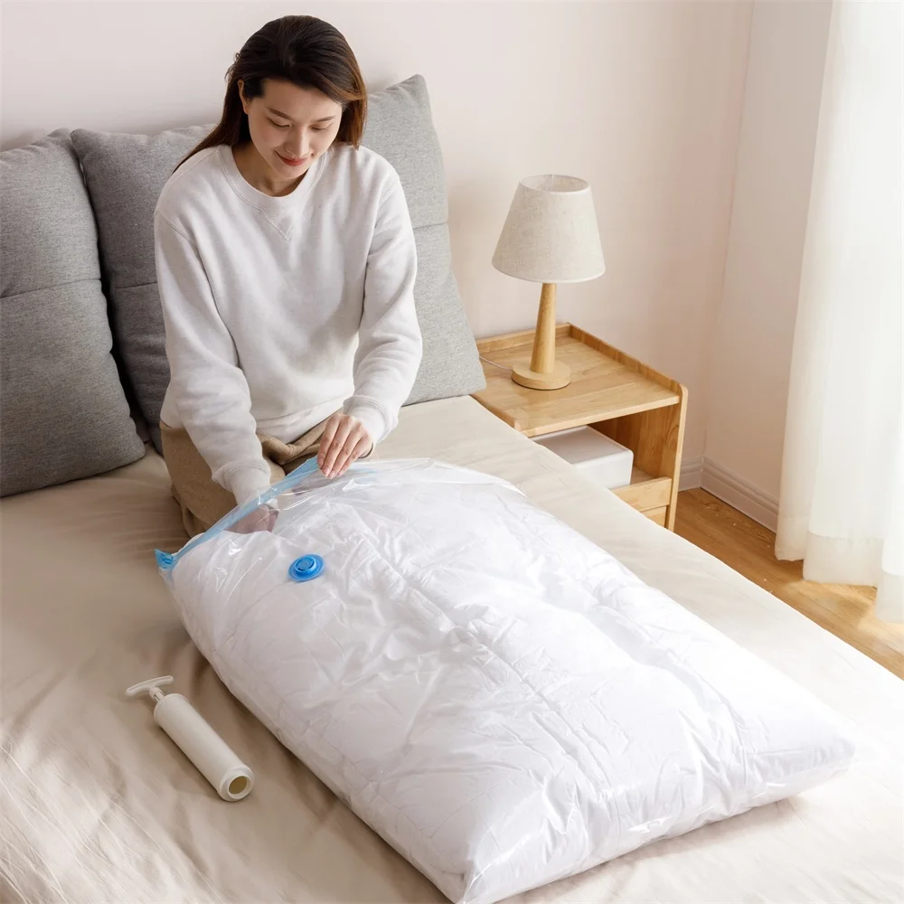 Taili Suppliers Reusable Sealed Folding Plastic Compressed Storage Organizers Hanging Vacuum Bags for Clothes