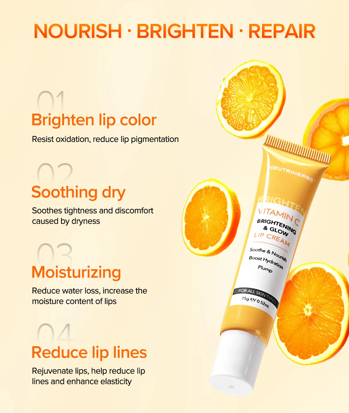 OEM Private Label Nourishing Repair Uneven Tone Vitamin C Lip  Whitening Cream