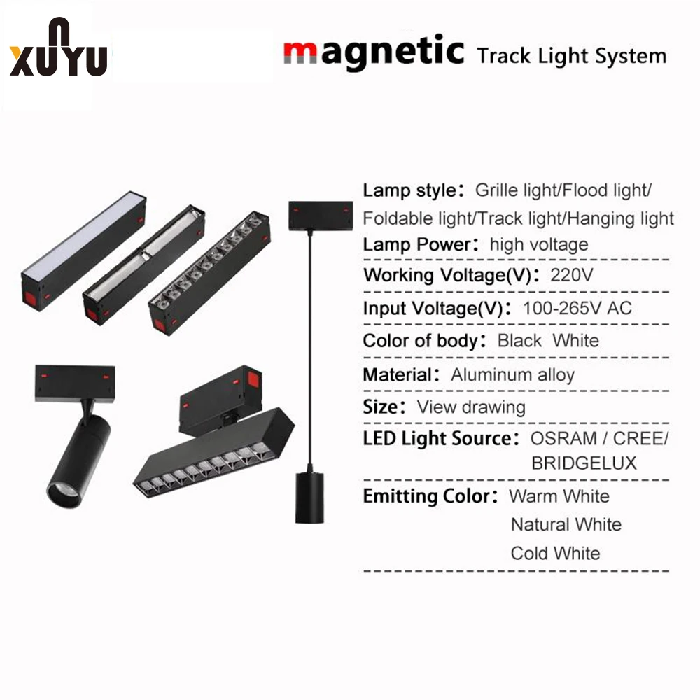 New 2024 220V Magnetic Rail Led Lighting Dimmer Magnetic Linear Track Light for Commercial Lighting
