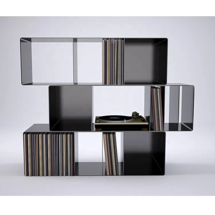 Modern Italian luxury Living room storage metal Crafts bookshelf Modular steel bookcase