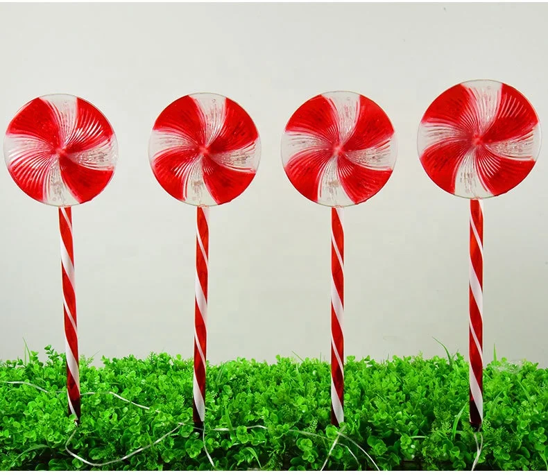New Candy Lollipop Shape Light Pathway Light Outdoor Waterproof LED Christmas Day Decorative Light with Ground Mounted Lamp