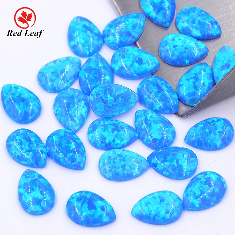Redleaf Opal Pear Cabochon Flat Back Synthetic Loose Gemstone Blue