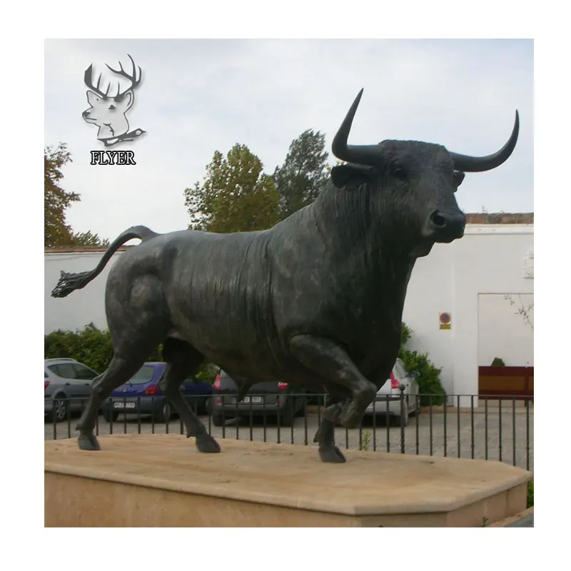Garden decoration metal art life size street bronze bull statue sculpture