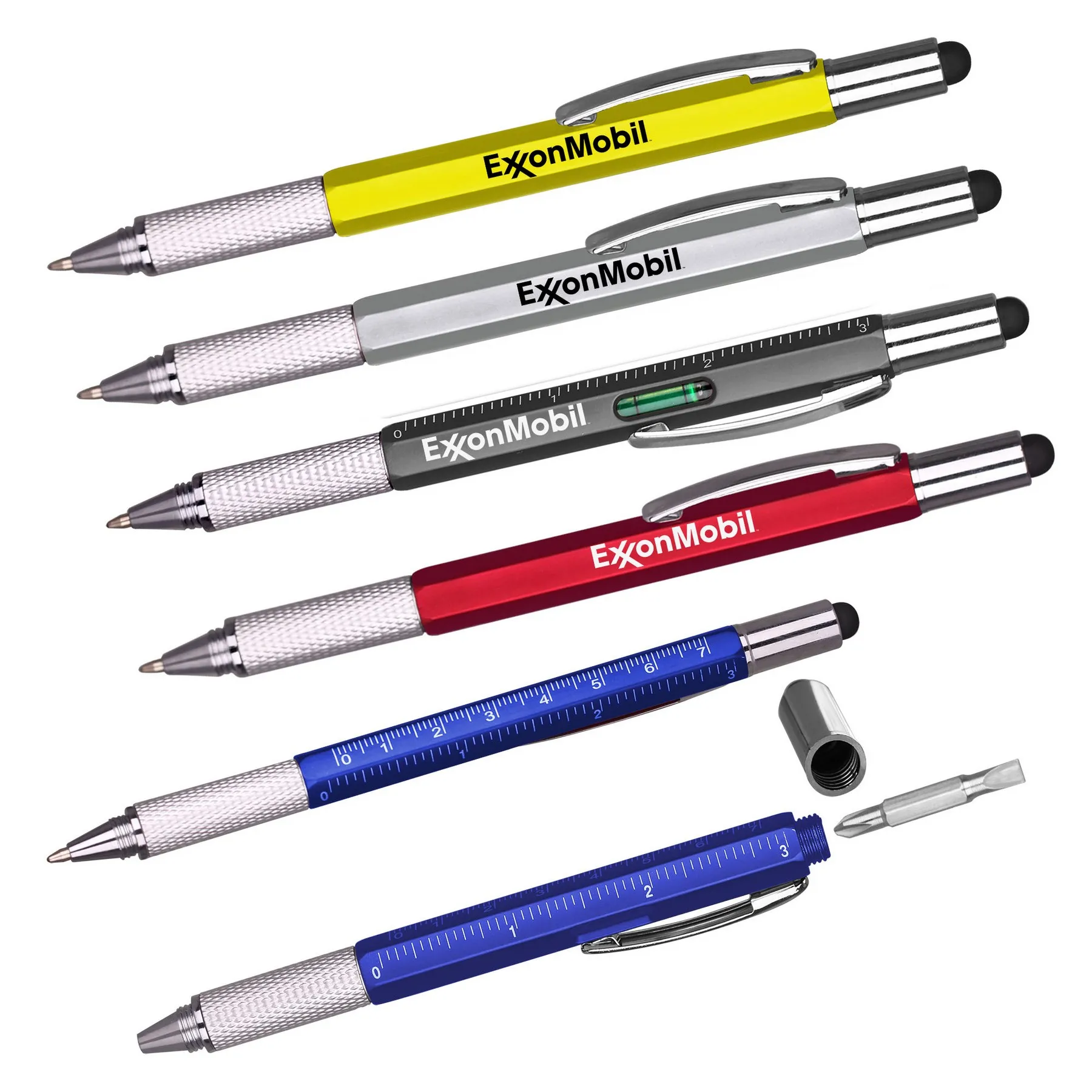 7 in 1 Tool pen with  Stylus Ballpoint Ruler Screwdriver Multi function Level