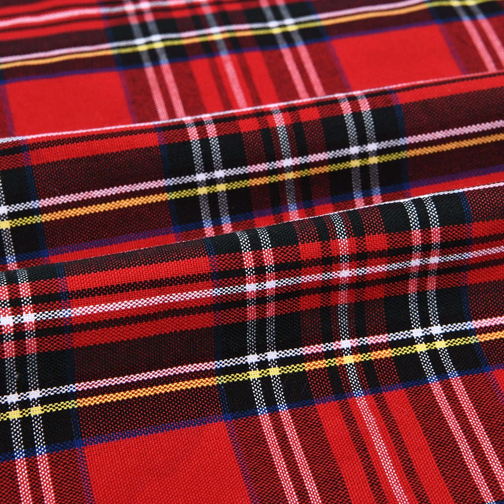 100% Polyester Red Tartan Plaid School Student Uniform Fabric