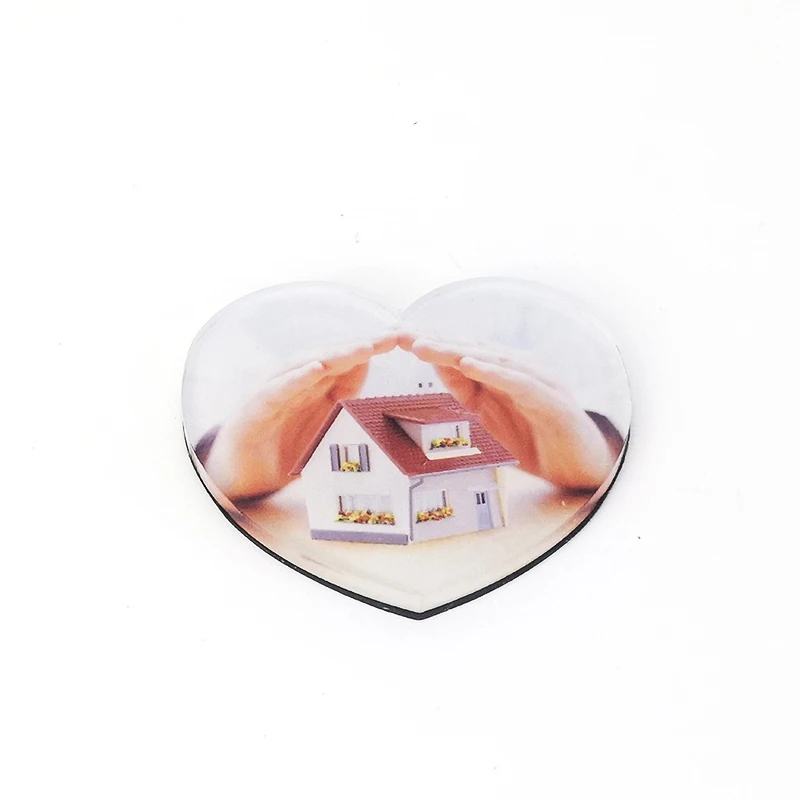 Heart shape sublimation fridge magnet Acrylic blanks custom refrigerator sticker for love