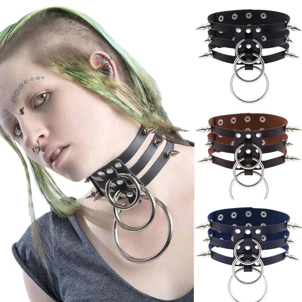 Спайк водопад клетка воротник с ремешком в виде буквы черный кожаный бондаж 3 O круглый гот классический осанку широкий излом каблуки латекс шеи ремень