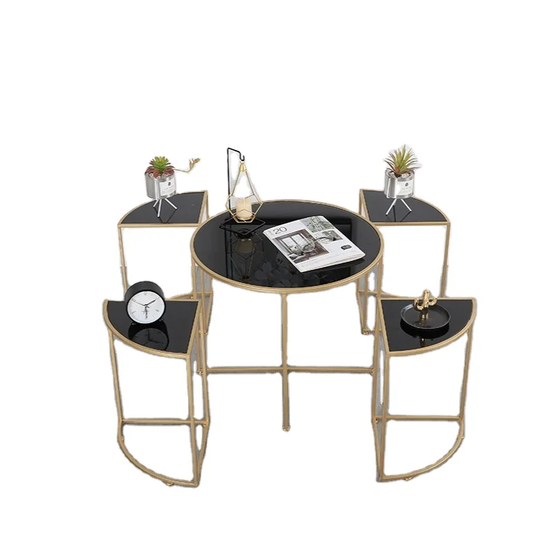 ins Nordic wrought iron glass coffee table