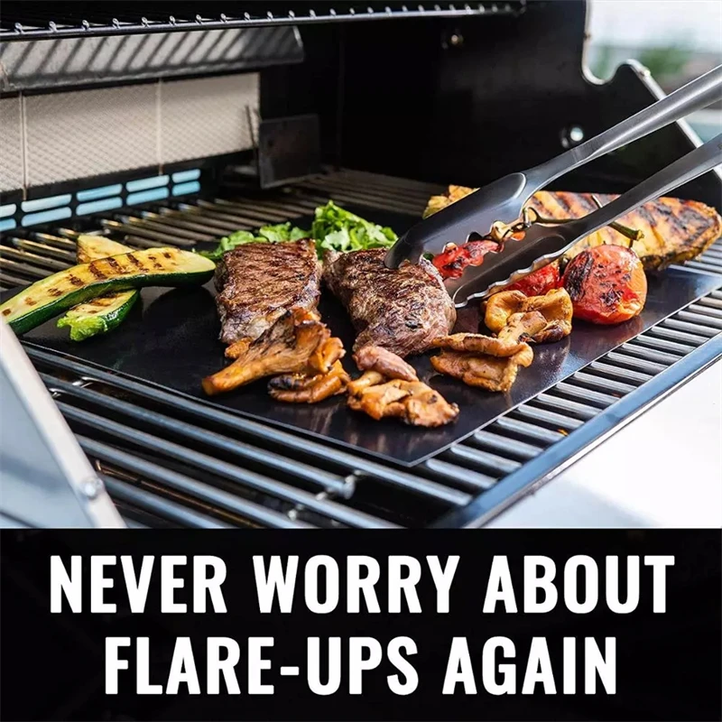 Square Non-stick Lacquer Baking Mat Reusable 40*33cm PTFE Fireproof Barbecue Mesh BBQ Grill Mats