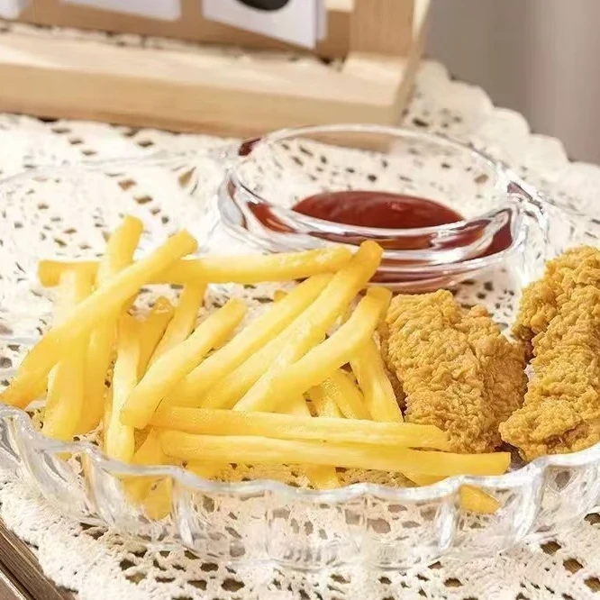 Home Decoration Unique Pattern Glass Bowl Set Popular Kitchen Tabletop fruit Salad Glass Bowl