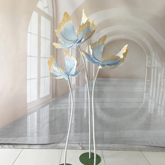 Wholesale Artificial Giant Paper Flower With Stand Decoration For Wedding Event Store Shop Stage Display Hand Made Paper Iris
