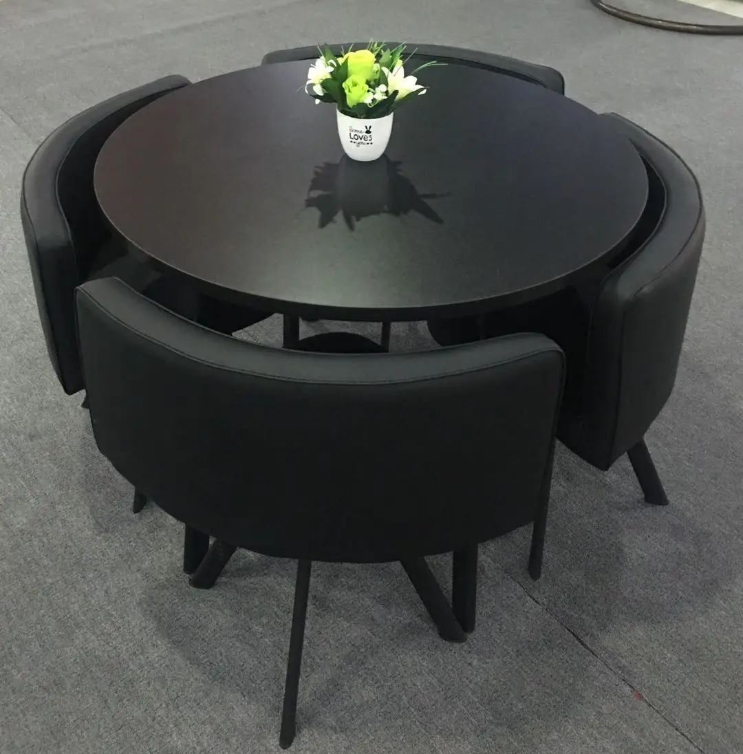 wooden transfer print five pieces dining chair and square table for dinning