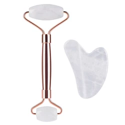 Jade Facial Massage Roller Natural Massager Cucumber Sand Scraper Set Lifting Beauty Slimming heart gua sha