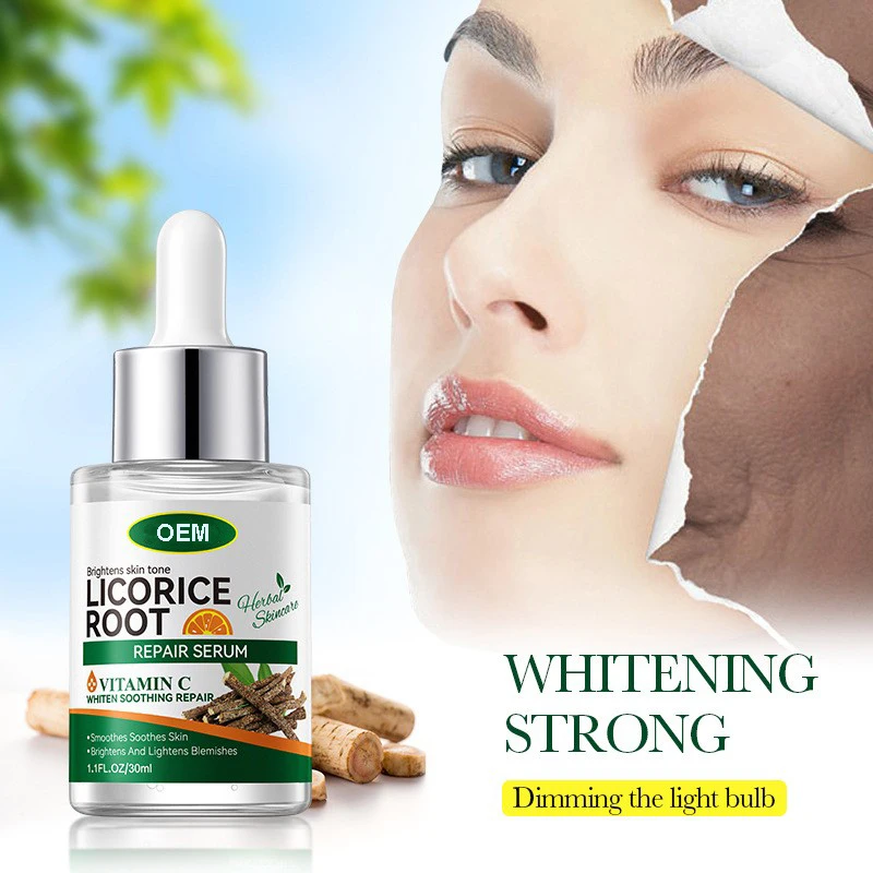 Vitamin C Licorice Root Kojic Acid Skincare Glutathione Serum Skin Whitening Facial Serum for Dark Spots Remover