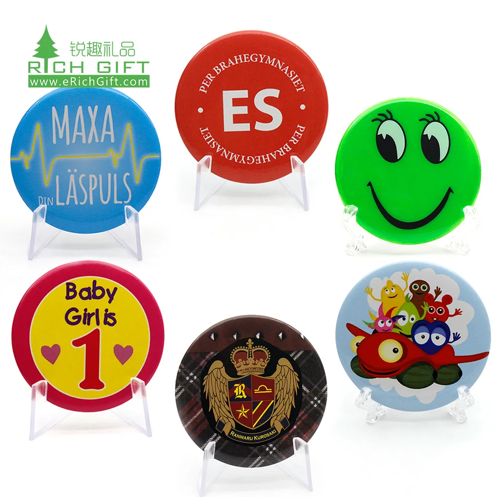Button Badge Maker Wholesale Custom 58mm Printed Design Logo Blank Plastic Magnetic Pins Round Tin Button Badge