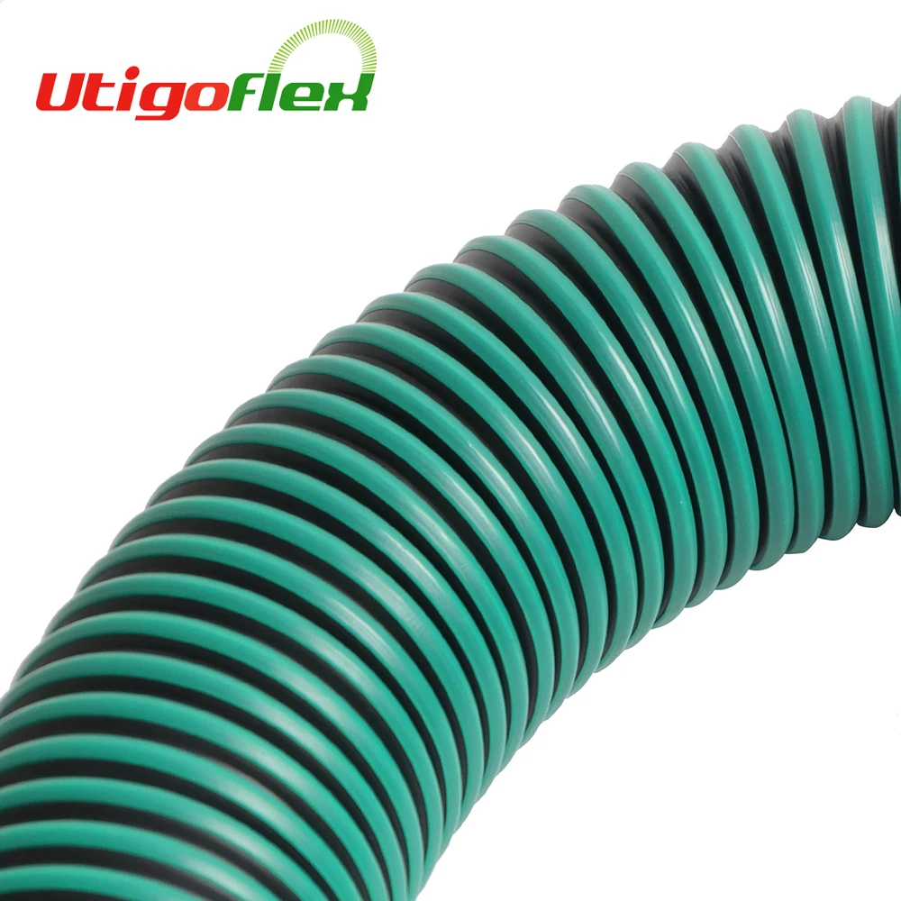 Flexible TPR duct hose with green stripe in good abrasion resistance