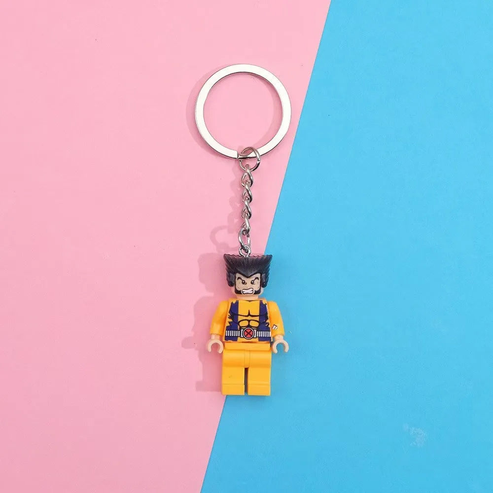 2024 year Cartoon Building Block Keychain Buzz Light year Superhero Avengers Radish Rabbit Couple Pendant Lego keychain