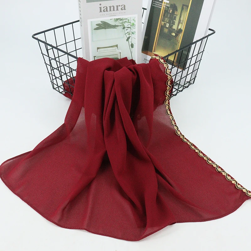 Lace Hijab Silk With Muslim Chiffon saudi niqab Party Wear Accessories Pin Hijab Scarf