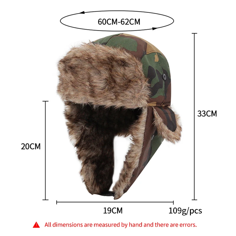 Custom Fur Trooper Earflap Trapper With Ear Flaps Camouflage Winter Warm Aviator Hats