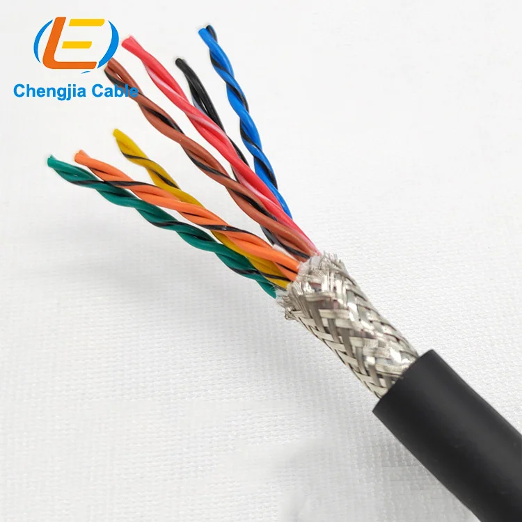 TPU Double Sheath Pair Twist Shielded Ultra Flexible Cable drag chain cable PUR TPE Twisted Multi Pair Shielded Signal Cable