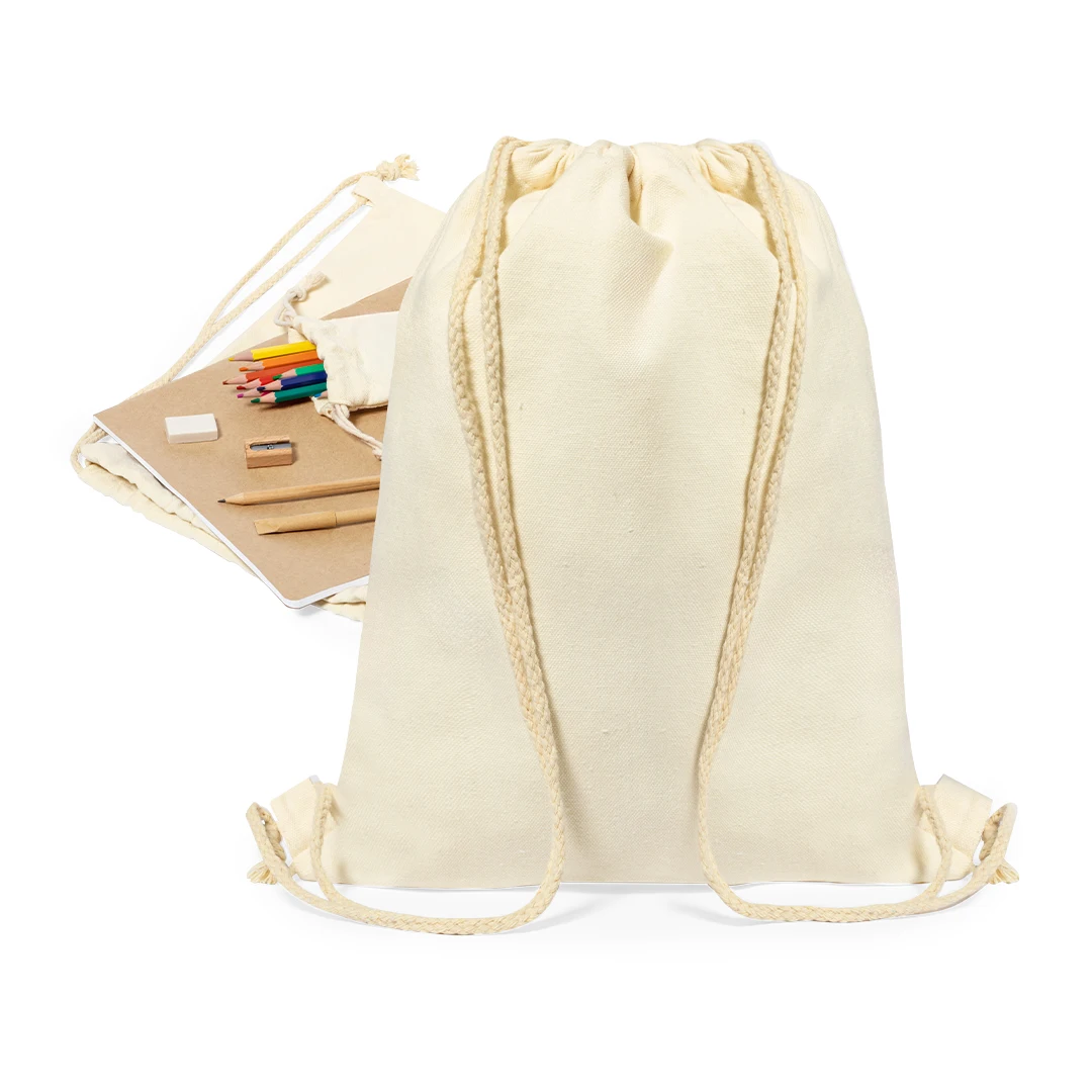 ECO FRIENDLY PROMOTIONAL KRAFT PAPER COLORING NOTEBOOK WITH  COLORED PENCILS KIDS DRAWING NOTEPAD STATIONERY SET IN COTTON BAG