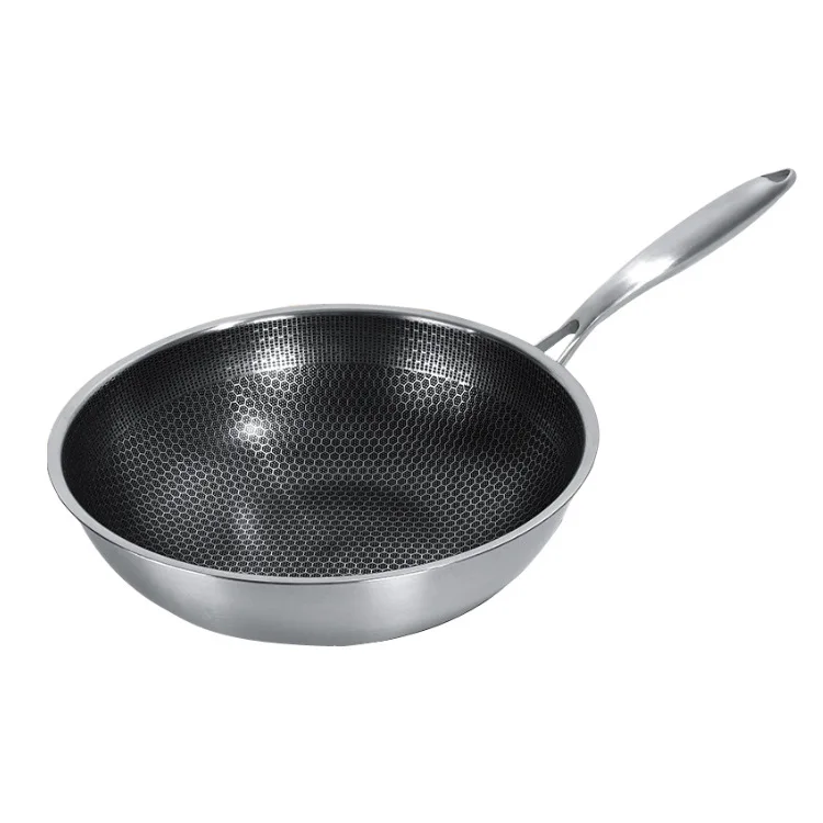 High quality Chinese wok honeycomb fry pan non-stick stainless steel frying pan